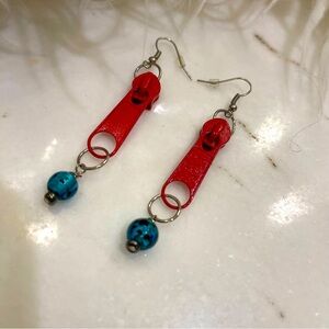 Handmade zipper pull dangle earrings